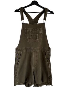 aerie Green Short Overall Romper shortalls overalls playsuit American eagle